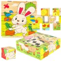 Klocki drewniane edukacyjne puzzle układanka kostki Farma 6w1 9el. Klocki drewniane edukacyjne puzzle układanka kostki Farma 6w1 9el.