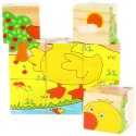 Klocki drewniane edukacyjne puzzle układanka kostki Farma 6w1 9el. Klocki drewniane edukacyjne puzzle układanka kostki Farma 6w1 9el.