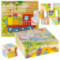 Klocki drewniane edukacyjne puzzle układanka kostki Pojazdy 6w1 9el. Klocki drewniane edukacyjne puzzle układanka kostki Pojazdy 6w1 9el.