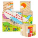 Klocki drewniane edukacyjne puzzle układanka kostki Pojazdy 6w1 9el. Klocki drewniane edukacyjne puzzle układanka kostki Pojazdy 6w1 9el.