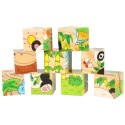 Klocki drewniane edukacyjne puzzle układanka kostki Safari 6w1 9el. Klocki drewniane edukacyjne puzzle układanka kostki Safari 6w1 9el.
