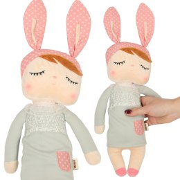 Lalka szmaciana METOO przytulanka miękka dziewczynka w sukience z różowymi uszami króliczka 34cm