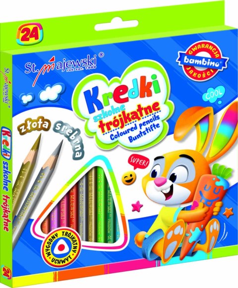 BAMBINO Kredki szkolne trójkątne 24 kolory BAMBINO Kredki szkolne trójkątne 24 kolory