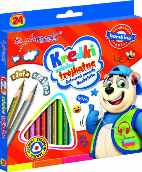 BAMBINO Kredki szkolne trójkątne 24 kolory BAMBINO Kredki szkolne trójkątne 24 kolory
