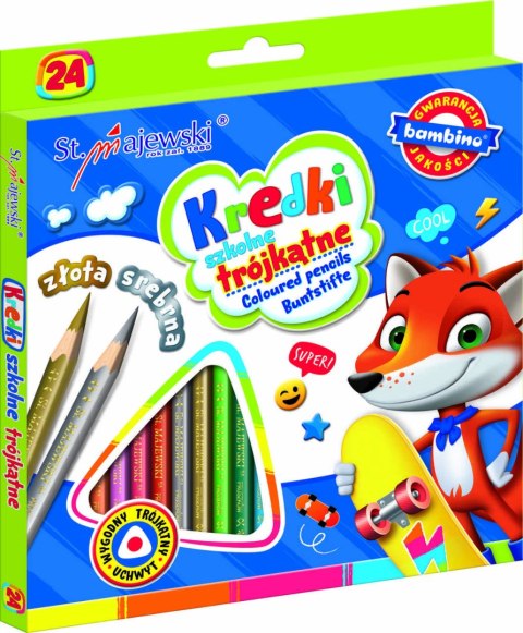 BAMBINO Kredki szkolne trójkątne 24 kolory BAMBINO Kredki szkolne trójkątne 24 kolory