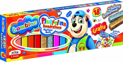 BAMBINO Plastelina kwadratowa 18 kolorów BAMBINO Plastelina kwadratowa 18 kolorów