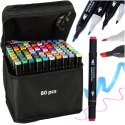 Markery dwustronne alkoholowe w etui 80 sztuk Markery dwustronne alkoholowe w etui 80 sztuk