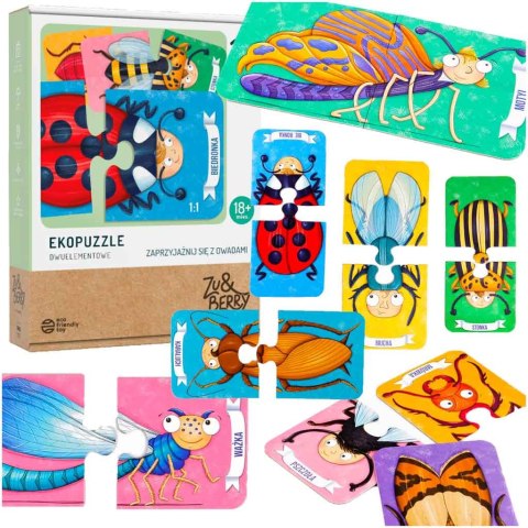 MUDUKO Puzzle dla maluszków Zaprzyjaźnij się z owadami Ekopuzzle dwuelementowe 18m+ MUDUKO Puzzle dla maluszków Zaprzyjaźnij się z owadami Ekopuzzle dwuelementowe 18m+