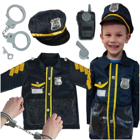 Kostium strój karnawałowy przebranie policjant kajdanki zestaw 3-8 lat Kostium strój karnawałowy przebranie policjant kajdanki zestaw 3-8 lat