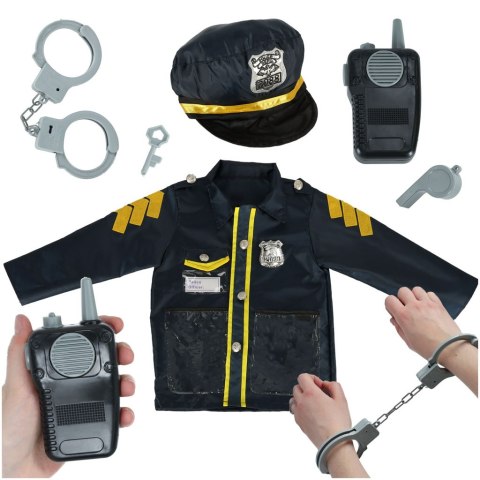 Kostium strój karnawałowy przebranie policjant kajdanki zestaw 3-8 lat Kostium strój karnawałowy przebranie policjant kajdanki zestaw 3-8 lat