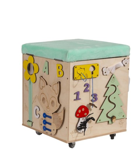 Pufa manipulacyjna montessori LAS z siedziskiem kółeczkami 3w1 Pufa manipulacyjna montessori LAS z siedziskiem kółeczkami 3w1