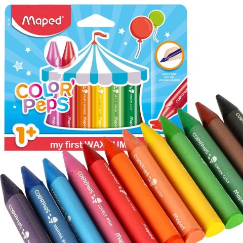 Kredki świecowe dla malucha pierwsze kredki Jumbo Colorpeps 12 kolorów Maped Kredki świecowe dla malucha pierwsze kredki Jumbo Colorpeps 12 kolorów Maped
