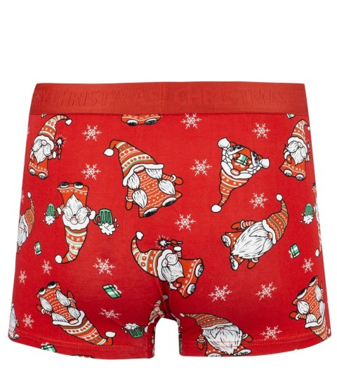 Bokserki świąteczne z Mikołajem męskie święta Prezent (Czerwony)