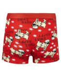 Bokserki świąteczne z Mikołajem męskie święta Prezent (Czerwony)