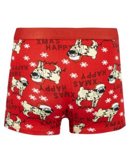 Bokserki świąteczne z Mikołajem męskie święta Prezent (Czerwony)