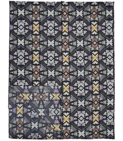 Ciepły stylowy szal szalik abstrakcyjny wzór miękki gładki 180x75 cm (Szary || Wielokolorowy)