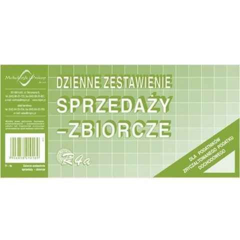 DZIENNE ZESTAWIENIE SPRZEDAŻY - ZBIORCZE (OFFSET) MICHALCZYK I PROKOP 1/3 A4 DZIENNE ZESTAWIENIE SPRZEDAŻY - ZBIORCZE (OFFSET) MICHALCZYK I PROKOP 1/3 A4