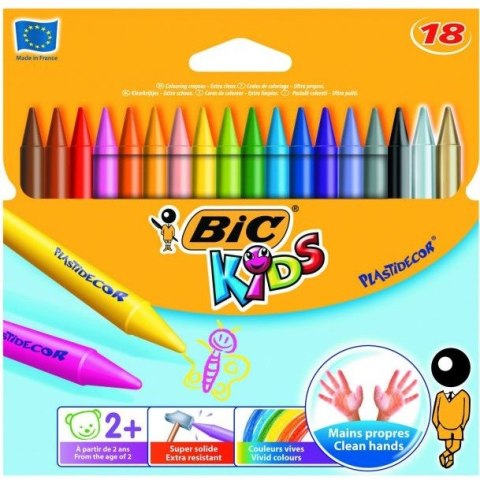 Kredki świecowe BiC Kids Plastidecor 18 kolorów Kredki świecowe BiC Kids Plastidecor 18 kolorów