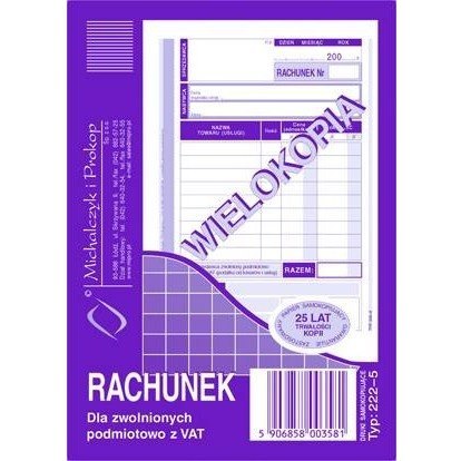RACHUNEK DLA ZWOLNIONYCH Z VAT A6 WIELOKOPIA MICHALCZYK I PROKOP A6 RACHUNEK DLA ZWOLNIONYCH Z VAT A6 WIELOKOPIA MICHALCZYK I PROKOP A6