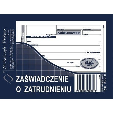 ZAŚWIADCZENIE O ZATRUDNIENIU (O+1K) MICHALCZYK I PROKOP A6 ZAŚWIADCZENIE O ZATRUDNIENIU (O+1K) MICHALCZYK I PROKOP A6
