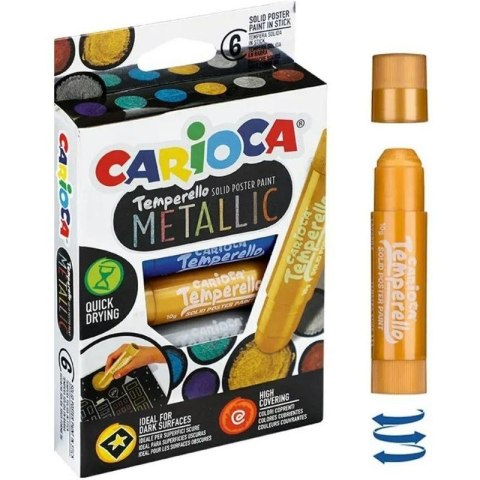 Farby w sztyfcie Carioca Tamparello Metallic 6 kolorów Farby w sztyfcie Carioca Tamparello Metallic 6 kolorów