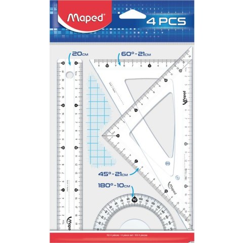 Zestaw Maped Start: linijka 20cm 2 ekierki kątomierz Zestaw Maped Start: linijka 20cm 2 ekierki kątomierz