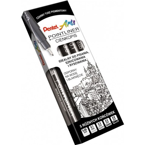 Cienkopisy Pentel PointLiner 0.05-0.8mm czarne (5) Cienkopisy Pentel PointLiner 0.05-0.8mm czarne (5)