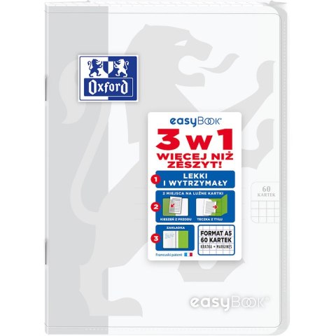 Zeszyt Oxford Easybook A5/60k kratka mix kolorów Zeszyt Oxford Easybook A5/60k kratka mix kolorów