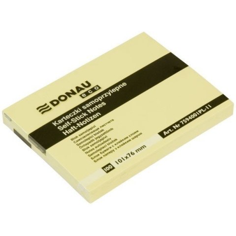 BLOCZEK DONAU ECO 101 X 76 MM ŻÓŁTY ECO 100 KARTEK SAMOPRZYLEPNY BLOCZEK DONAU ECO 101 X 76 MM ŻÓŁTY ECO 100 KARTEK SAMOPRZYLEPNY