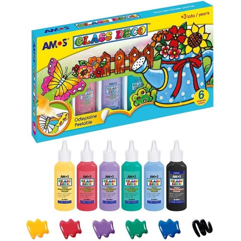 Farby witrażowe Amos 22ml x6 kolorów Farby witrażowe Amos 22ml x6 kolorów
