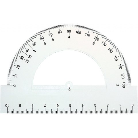 Kątomierz plastikowy Grand 10cm 180° transparentny Kątomierz plastikowy Grand 10cm 180° transparentny