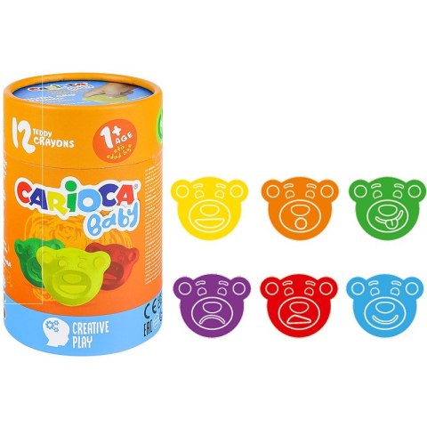 Kredki świecowe Carioca Baby Teddy 12 kolorów Kredki świecowe Carioca Baby Teddy 12 kolorów