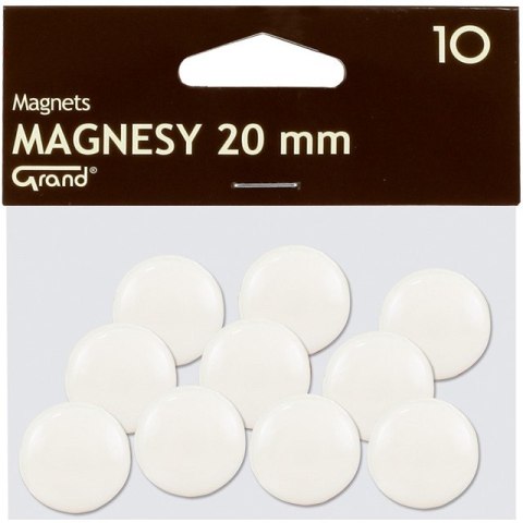 Magnesy do tablic Grand śr.20mm białe (10), BIAŁY Magnesy do tablic Grand śr.20mm białe (10), BIAŁY