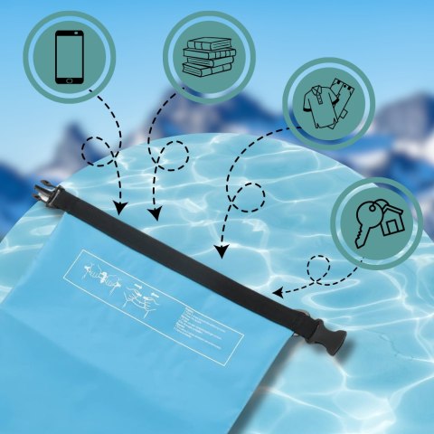 WOREK WODOODPORNY WODOSZCZELNY KAJAK TORBA PLECAK TURYSTYCZNY 15L NIEBIESKI