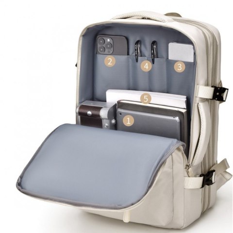 Plecak podróżny, kabinowy do samolotu, wodoodporny z USB, 44x30x16/26cm PL174