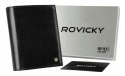 Klasyczny portfel męski ze skóry naturalnej z miejscem na dowód rejestracyjny, RFID - Rovicky Klasyczny portfel męski ze skóry naturalnej z miejscem na dowód rejestracyjny, RFID - Rovicky