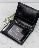 Klasyczny portfel męski ze skóry naturalnej z miejscem na dowód rejestracyjny, RFID - Rovicky Klasyczny portfel męski ze skóry naturalnej z miejscem na dowód rejestracyjny, RFID - Rovicky