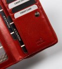 Pionowy portfel damski z bawolej skóry, zamykany na zatrzask, RFID - Rovicky Pionowy portfel damski z bawolej skóry, zamykany na zatrzask, RFID - Rovicky