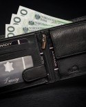 Poziomy portfel męski ze schowkiem na suwak, skóra naturalna, RFID Stop - Rovicky Poziomy portfel męski ze schowkiem na suwak, skóra naturalna, RFID Stop - Rovicky