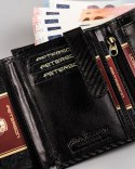 Skórzany portfel męski o karbowanym wykończeniu - Peterson Skórzany portfel męski o karbowanym wykończeniu - Peterson
