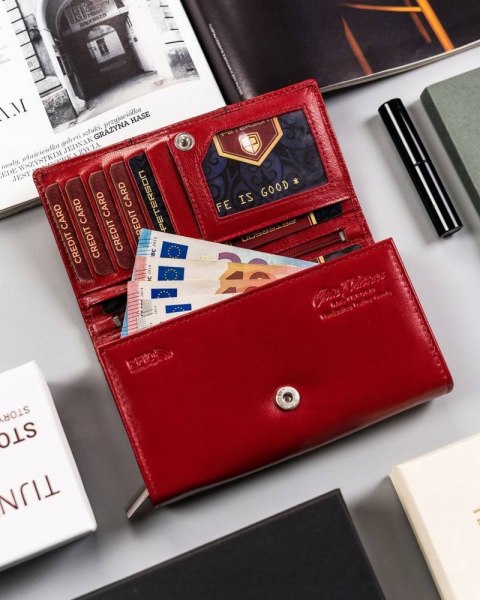 Skórzany portfel damski na zatrzask - Peterson