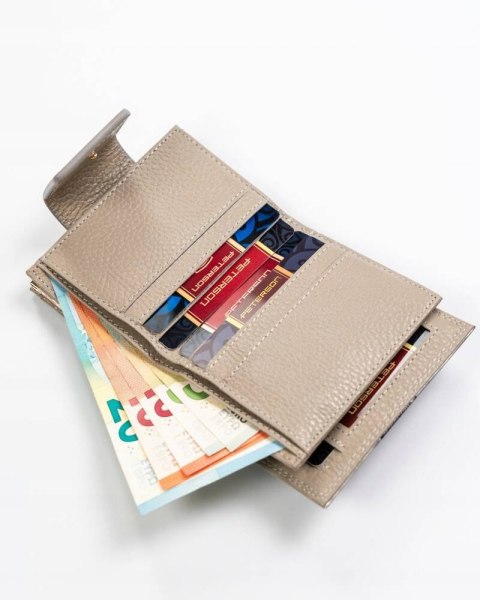 Skórzany portfel damski na bigiel i zatrzask - Peterson