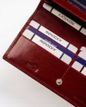 Duży, skórzany portfel damski na zatrzask z systemem RFID - Rovicky Duży, skórzany portfel damski na zatrzask z systemem RFID - Rovicky