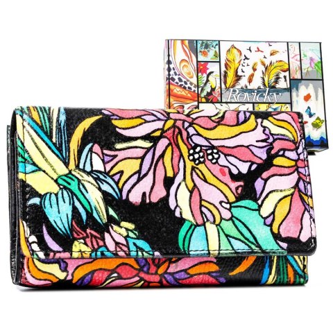 Duży portfel damski na zatrzask wykonany ze skóry naturalnej - Rovicky