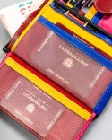 Czerwony portfel skórzany damski z modnym twistem - Peterson Czerwony portfel skórzany damski z modnym twistem - Peterson