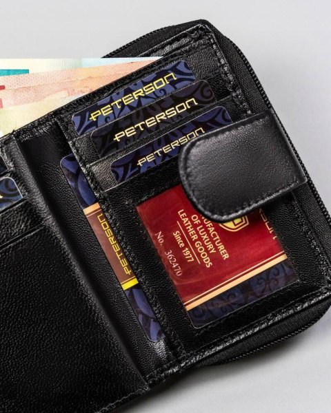 Klasyczny portfel damski na zatrzask i suwak - Peterson