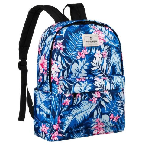 Miejski plecak szkolny z wytrzymałego poliestru w roślinny wzór - Peterson