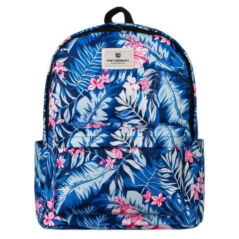 Miejski plecak szkolny z wytrzymałego poliestru w roślinny wzór - Peterson