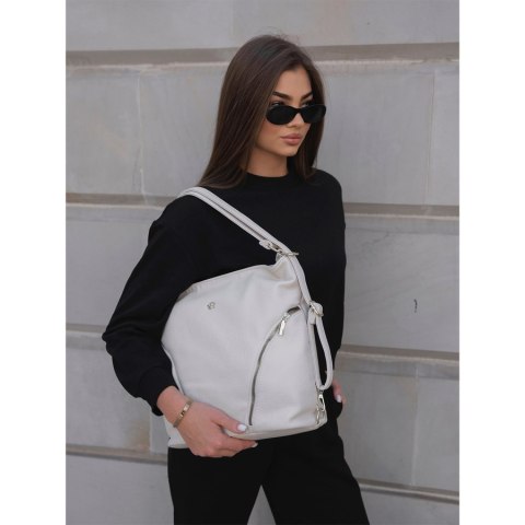 Duża torebka damska z kieszonkami w kolorze beżowym - Rovicky