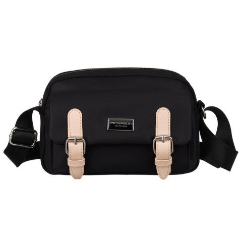 Listonoszka damska z nylonu w czarnym kolorze zawieszona na regulowanym pasku - Peterson